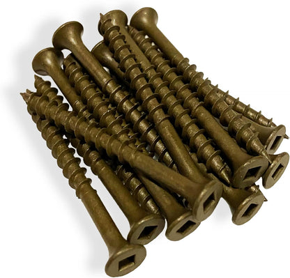 #8 x 3" Deck Screws | Square Drive | Bugle Head | Brown Ruspert | 100pcs Box