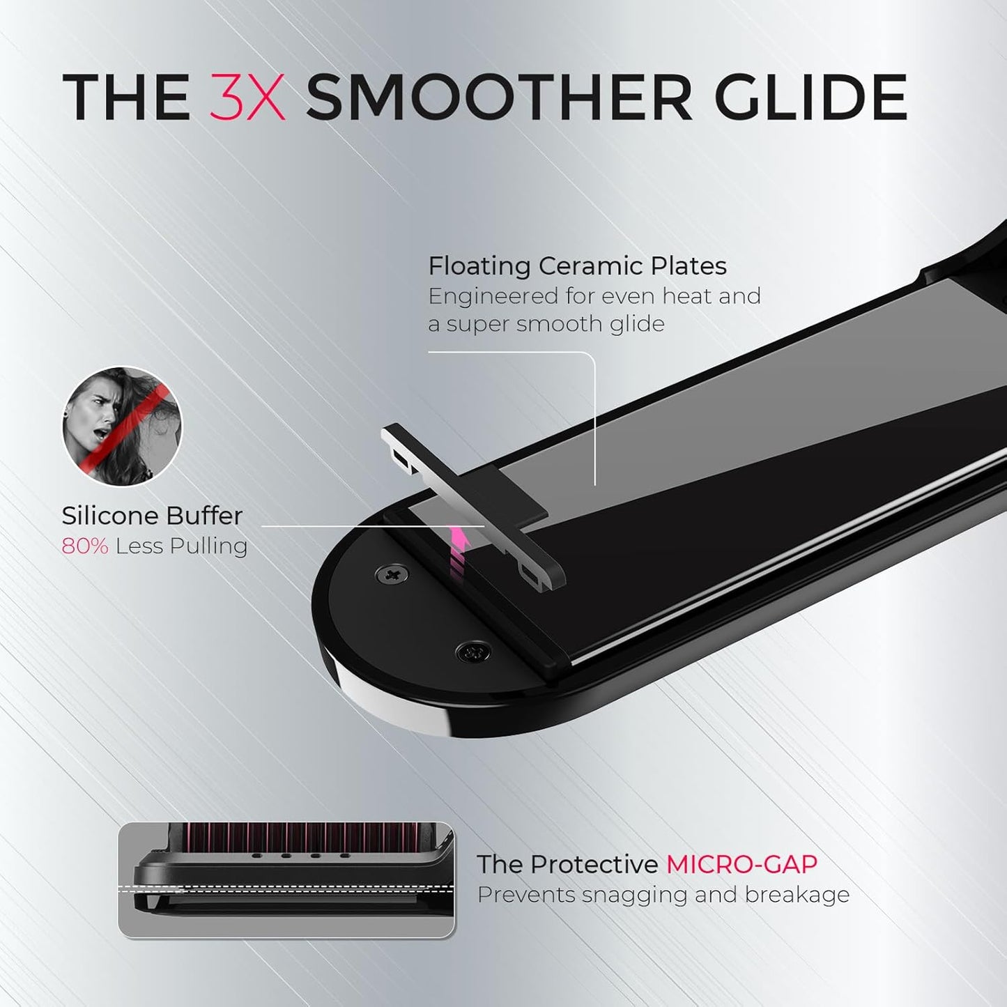 TYMO Flat Iron Hair Straightener Brush 2 in 1, 200M Ions Hair Straighteners for Women, Ceramic Dual Voltage Straightening Hot Comb for Anti-Frizz Straights, Waves, Curls, Less Heat Damage, Black