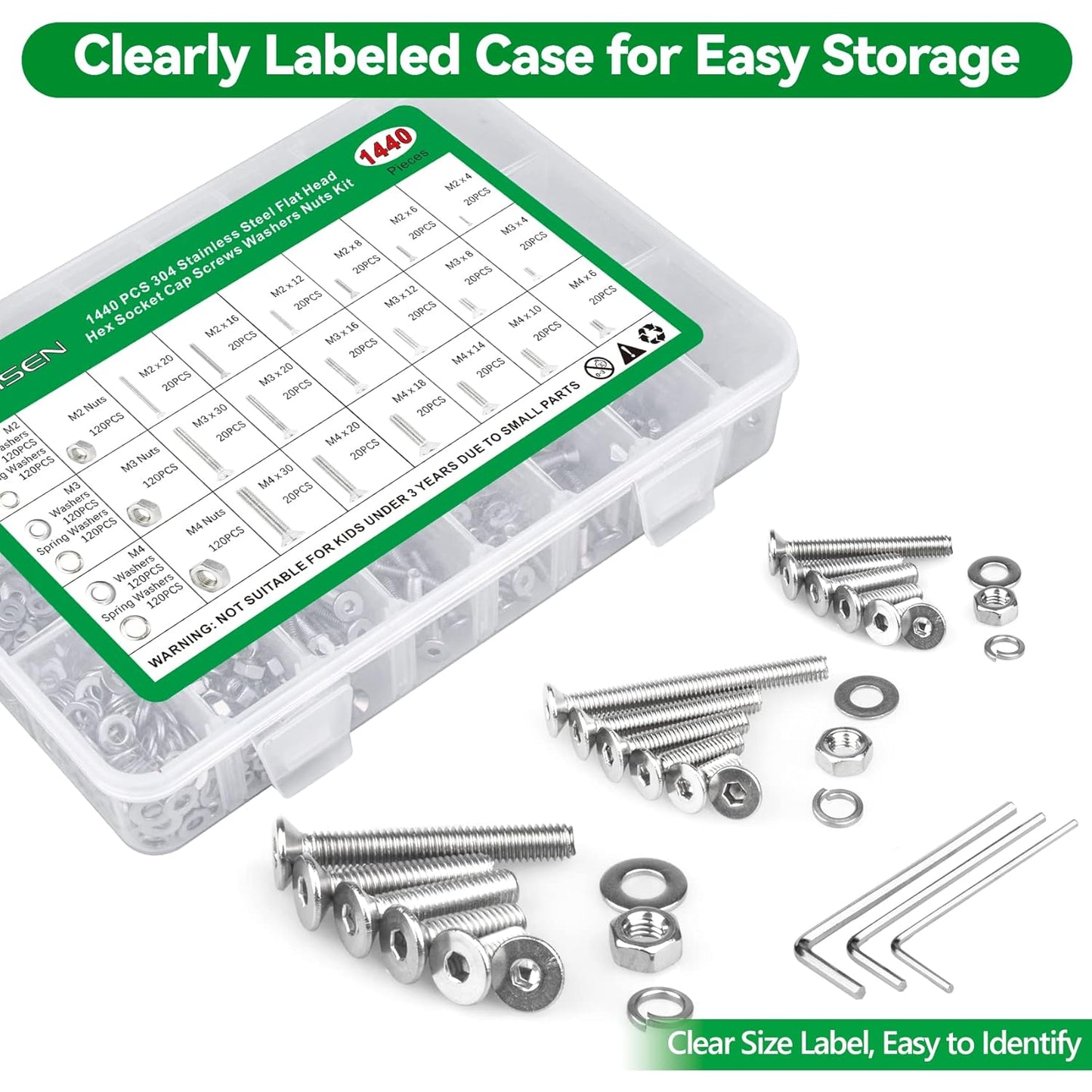 860PCS Metric Screw Assortment Kit, M2 M3 M4 M5 Machine Screws with Lock & Flat Washers, 10.9 Grade Alloy Steel, Metric Hex Button Head Cap Nuts and Bolts Assortment Kit with 4 Wrenches