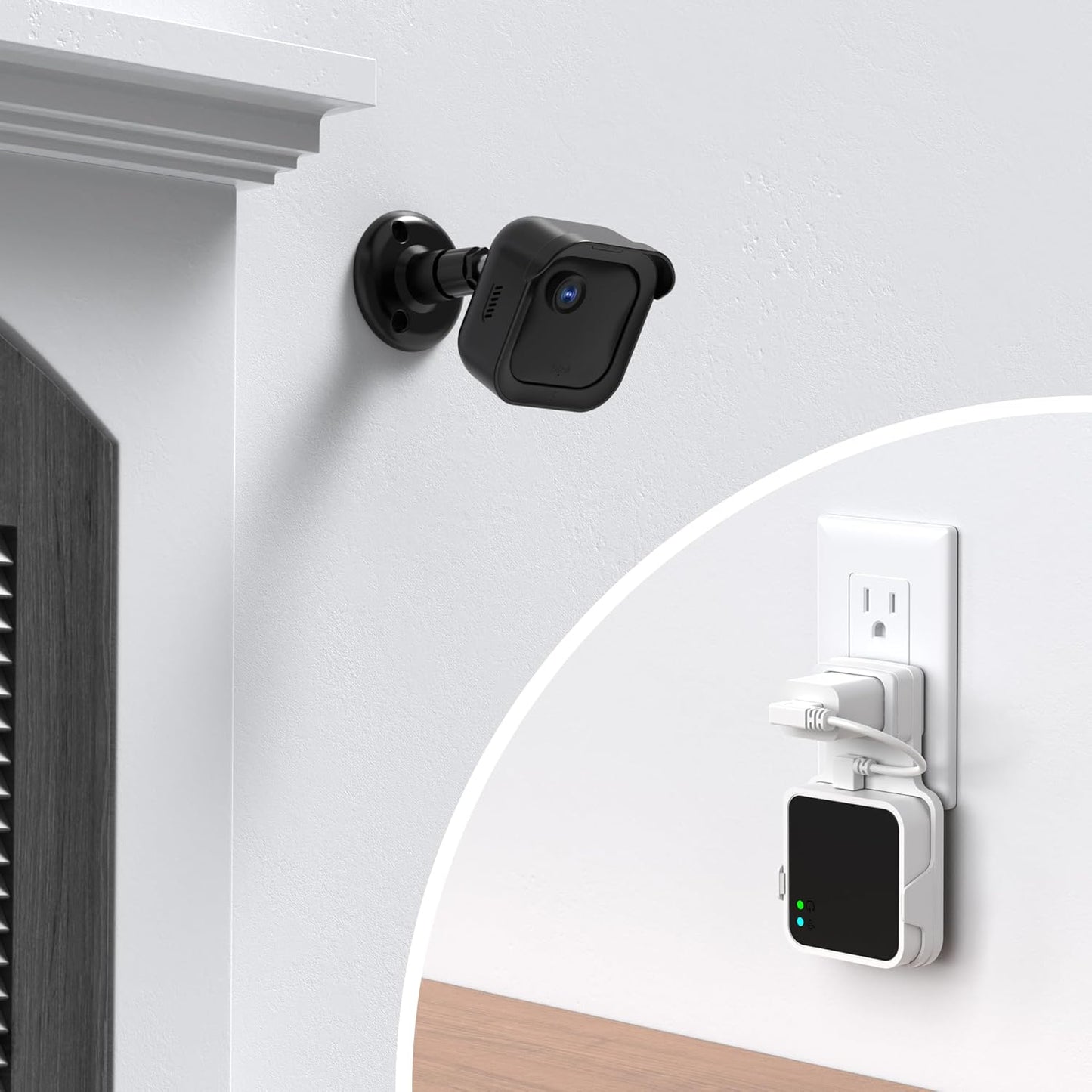 PlusAcc Outdoor Camera Mount for Blink Outdoor 4 (4th Gen) & 3rd Gen Camera, 3 Pack 360° Adjustable Wall Mount Bracket with Sync Module 2 Mount for Blink Camera System (Black, Cameras Not Included)