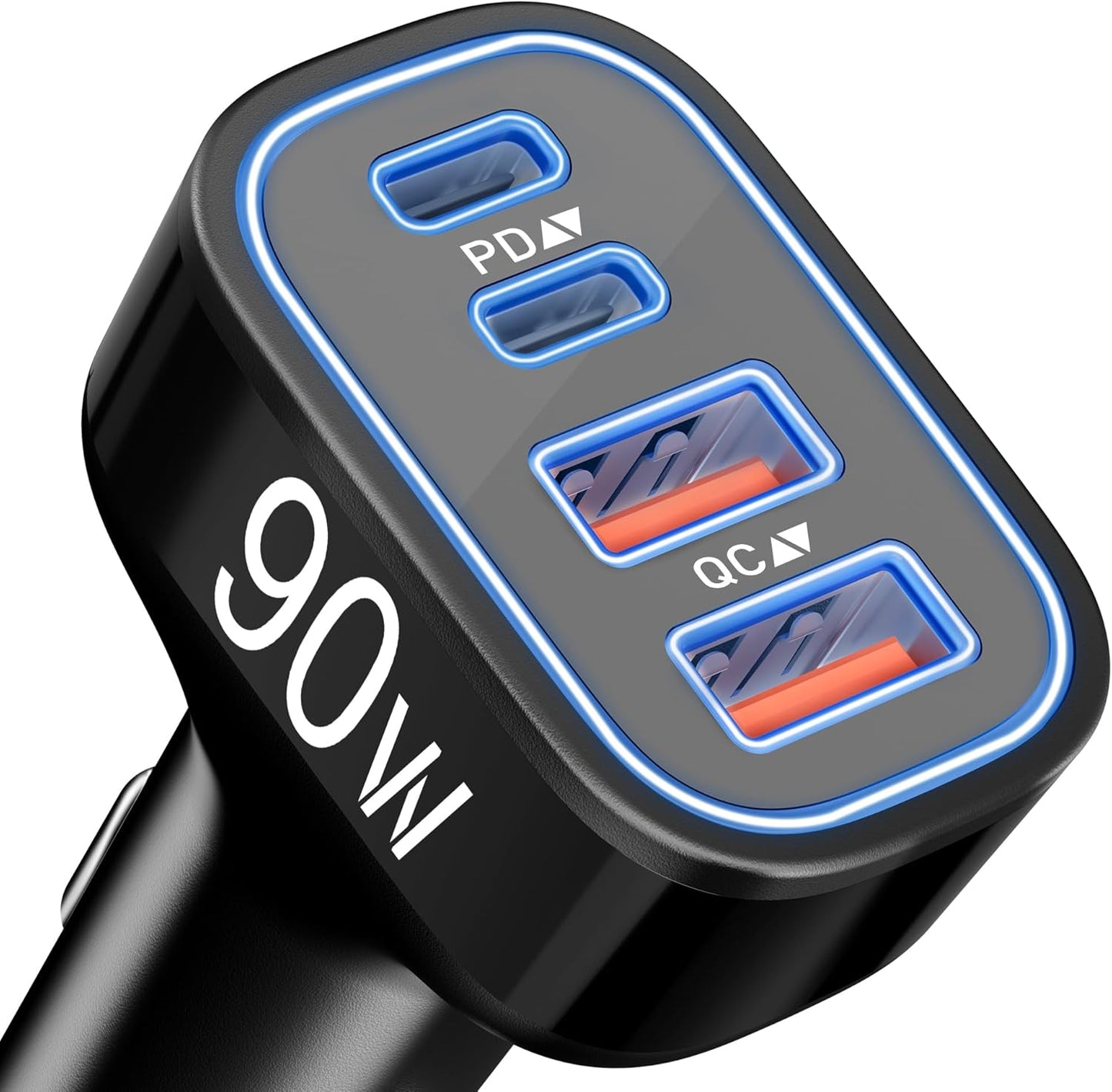 USB C Car Charger, 4-Port 90W Super Fast Car Phone Charger Accessories Dual 45W USB-C & USB-A Cargador Carro Adapter Cigarette Lighter for iPhone 17 16 15 14 13 12 11, Galaxy S25 S24, Tablet, Android