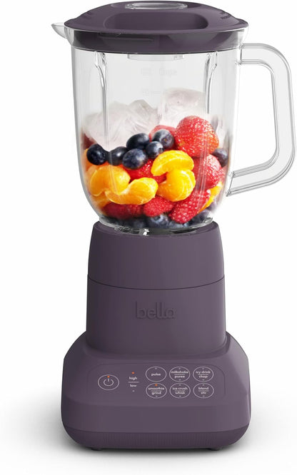 Bella 10-Speed Countertop Blender, Juicer and Smoothies, Fits Anywhere™, Slim Design with Lid and Lid for Dishwasher Stainless Steel Carafe, 450W, Surf