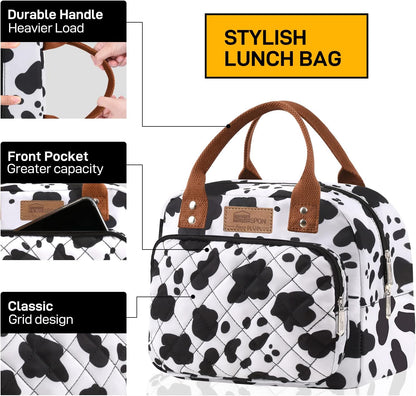HOMESPON Lunch Bag for Woman Man Adults with Front Pocket Insulated Lunch Tote Lunch Box Container for Work Picnic or Travel(Black)
