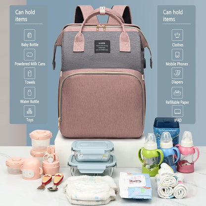 Diaper Bag Backpack | Large Capacity Baby Travel Bag with Portable Changing Pad