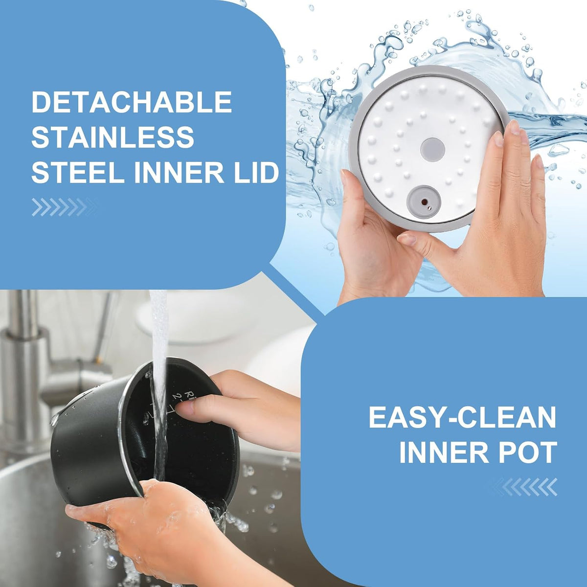 Mini Rice Cooker | 2-Cup Portable Non-Stick Rice Cooker with One-Touch Cooking and Keep Warm