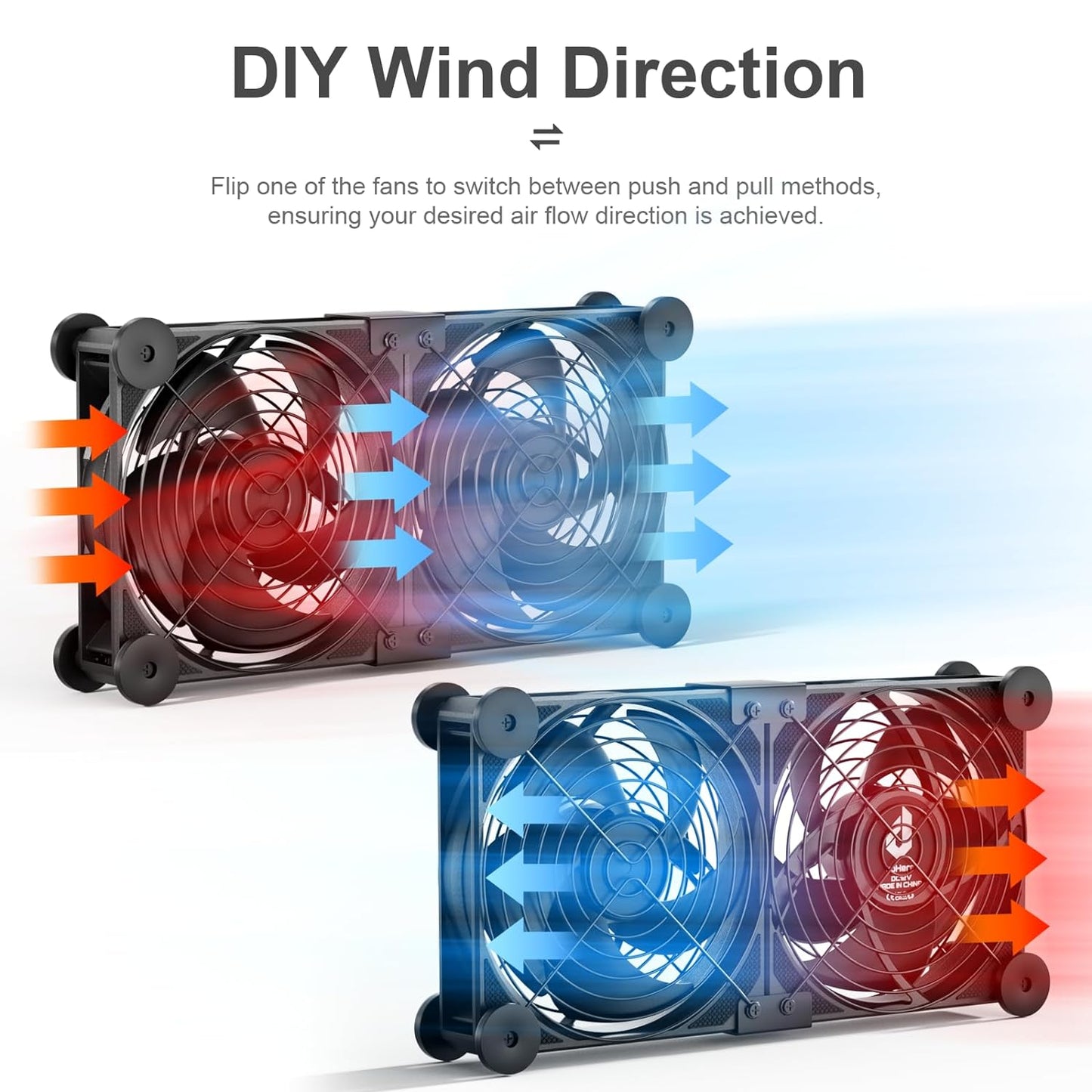 upHere Big Airflow 2 x 120mm x 25mm Computer Fan with AC Plug Cabinet Fan 100V 240V AC Power Supply,DC 12V 5 Speed Controller, for Router Mining Machine Chassis Server Workstation Cooling