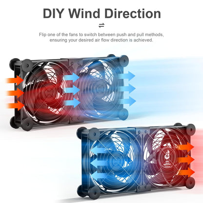 upHere Big Airflow 4 x 120mm x 25mm Computer Fan with AC Plug Cabinet Fan 100V 240V AC Power Supply,DC 12V 5 Speed Controller, for Router Mining Machine Chassis Server Workstation Cooling