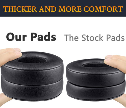 SoloWIT® Ear Pads Cushions Replacement, Earpads for Beats Solo 2 & Solo 3 Wireless On-Ear Headphones with Soft Protein Leather, Stronger Adhesive, Noise Isolation Memory Foam - Black