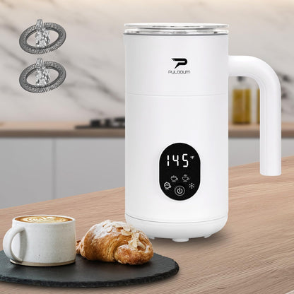 Milk Frother, Electric Milk Frother and Steamer 4 in 1 Automatic Coffee Steamer Frother, 11.8OZ / 350ML Warm and Cold Foam Frother for Coffee,Latte, Cappuccino, Macchiato, Hot Chocolate (White)