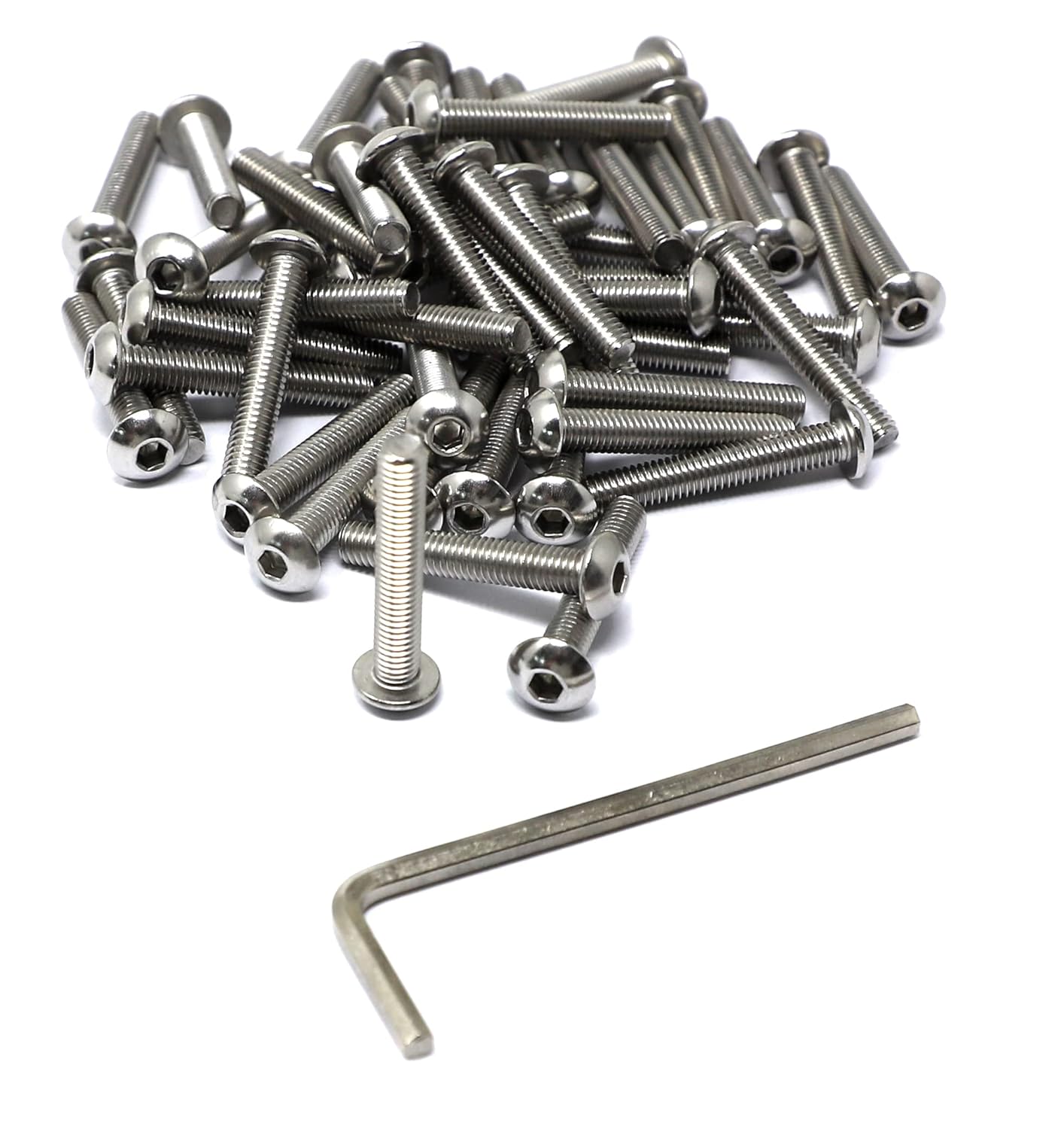 iexcell 50 Pcs M6 x 20mm Thread Pitch 1 mm Stainless Steel 304 Hex Socket Button Head Cap Screws Bolts Kit