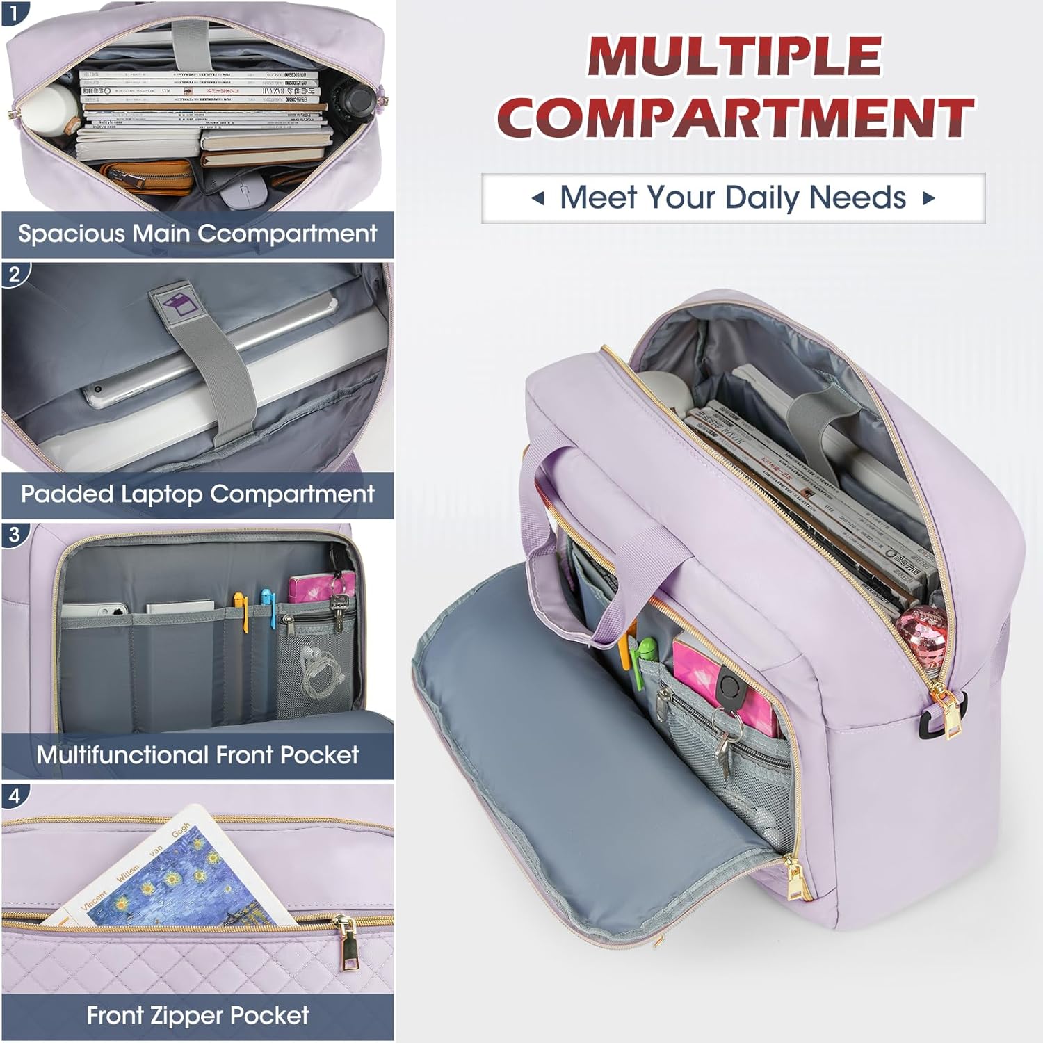 Laptop Bag 17 Inch Laptop Briefcase for Women Waterproof Computer Messenger Bag Professional Laptop Case for Business Work - PuriLite