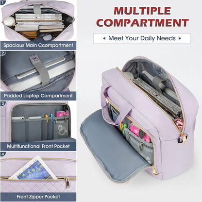 Laptop Bag 17 Inch Laptop Briefcase for Women Waterproof Computer Messenger Bag Professional Laptop Case for Business Work - PuriLite