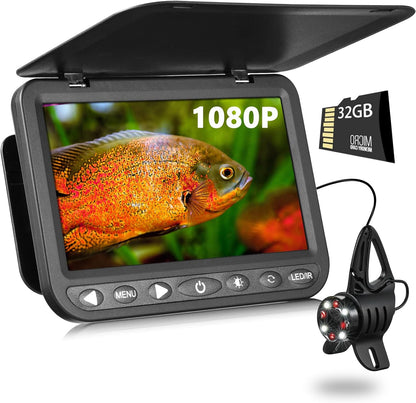 FishPRO Upgrade (HD1080P) Underwater Fishing Camera 7''IPS, Ice Fishing Camera Underwater w/ 10,000mAh(Ease to Use), MOQCQGR Portable Fish Finder for Lake Ice Fish, USB-C, 25m/82ft