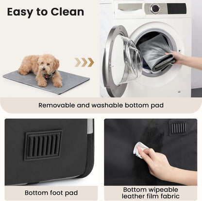 Pecute Collapsible Dog Crate for Pets＜15kg, Pet Carrier Stable and Light Weight, Soft Dog Crate with Breathable Windows, Portable Dog Carrier with Curtain 61×45×52 cm (Green)