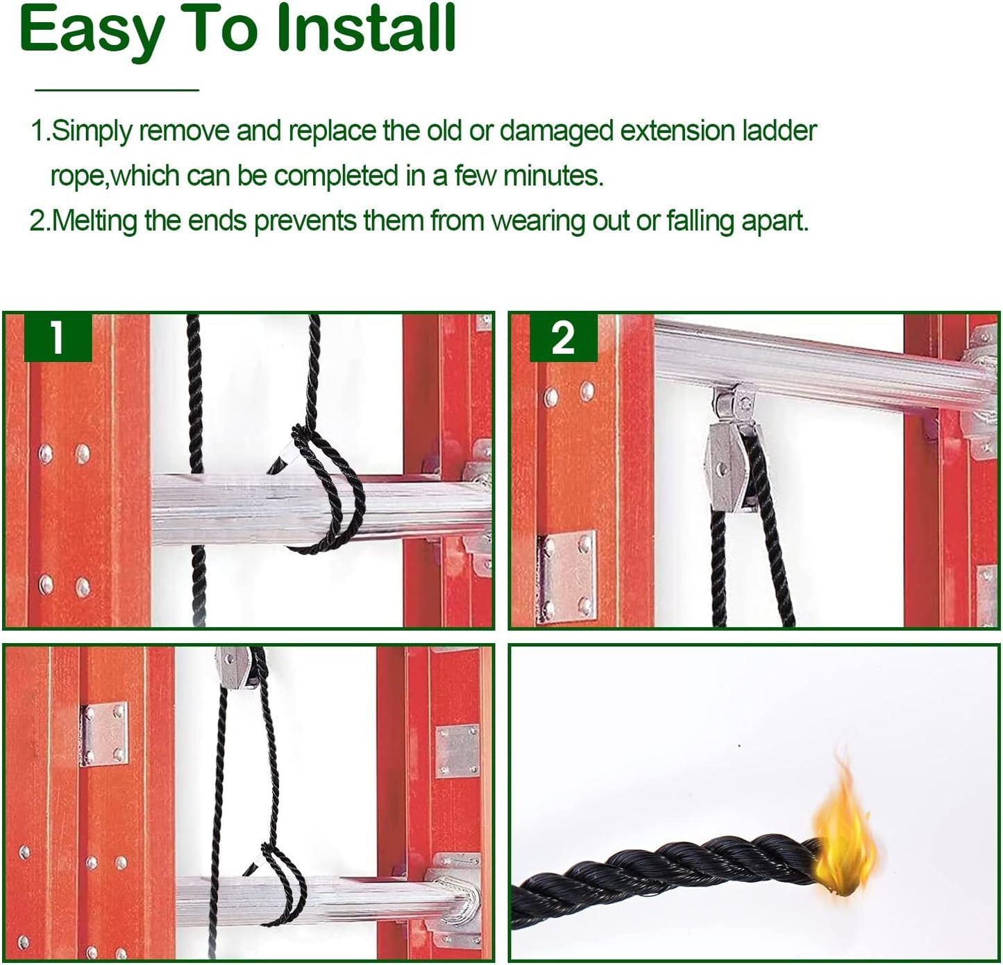 Extension Ladder Rope Replacement Werner Extension Ladder AC30-2 | for All Extension Ladders with Single Pulley 40FT Ladder Rope (1 Pack)