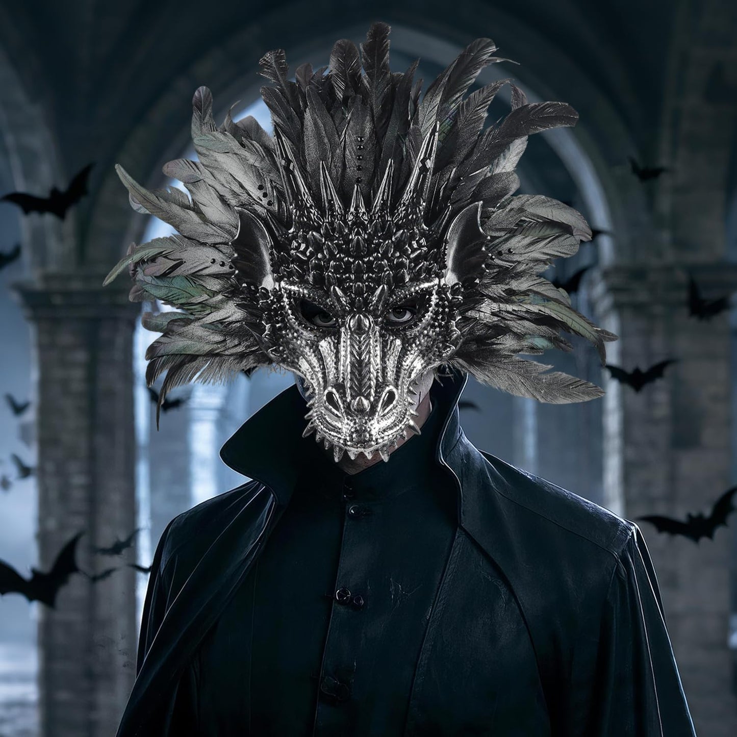 Dragon Cosplay Mask for Halloween and Carnival Half Face Dragon Mask Realistic Design Masquerade,Festivals Costume Accessory