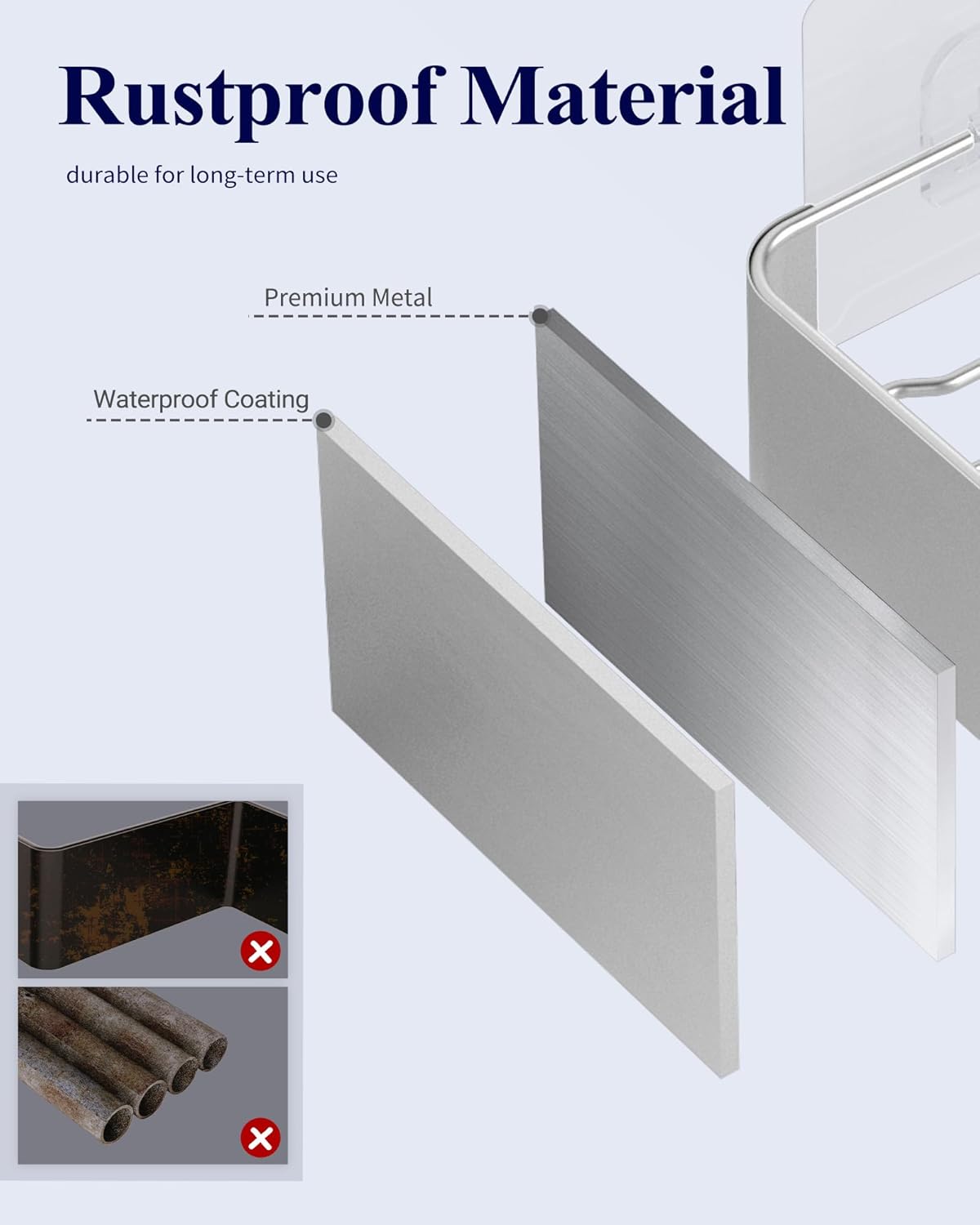 Kitsure Large Shower Caddy - 2 Pack Adhesive Shower Organizer, Drill-Free Shower Shelves for Inside Shower, Rustproof Bathroom Shelf Shower Shelf for Bathroom, Black