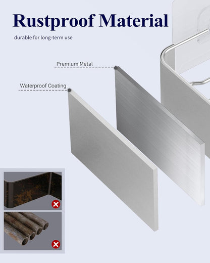 Kitsure Large Shower Caddy - 2 Pack Adhesive Shower Organizer, Drill-Free Shower Shelves for Inside Shower, Rustproof Bathroom Shelf Shower Shelf for Bathroom, Black