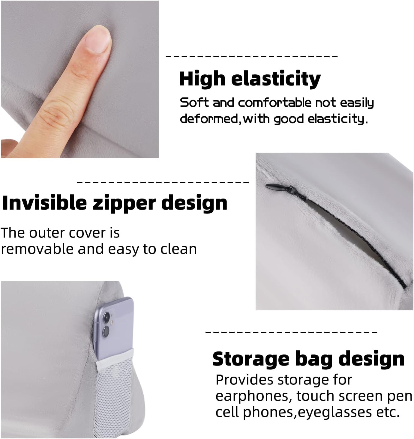 Tablet Stand,Tablet Pillow Stand, Multi-Angle iPad Tablet Reading Stand Pillow Holder for iPad, Tablet, Smartphone, Magazines, Books (Grey)