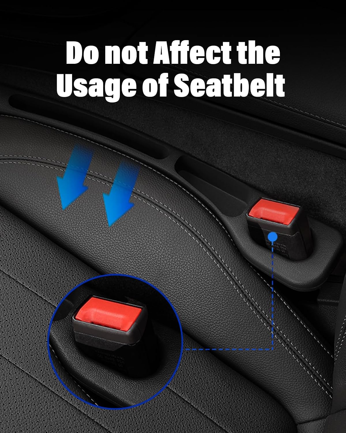 Car Seat Gap Filler, 2 Pack No-Drop Seat Side Gap Seam Filler Organizer Universal Fit Fill the Gap Between Seat & Console, Perfect for Car, SUV, Truck Black