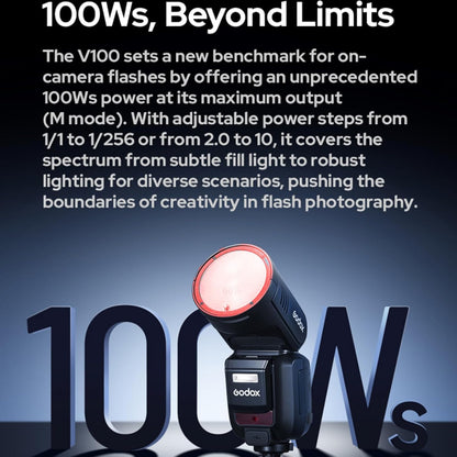 Godox V100C V100-C 100Ws TTL Flash for Canon Cameras, 400 Full Power Flashes, 1.7s Recycle Time, 2.4G Wireless with External Flash, Touchscreen Flash for Canon EOS Cameras (Godox V100C)