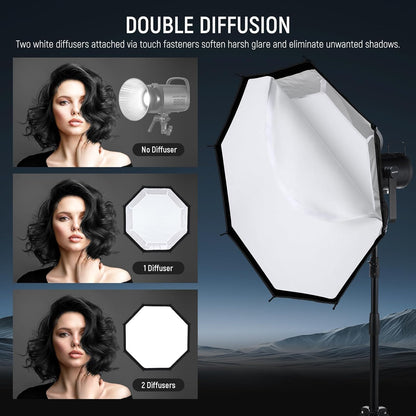 NEEWER 35.4'' Octagonal Softbox, Quick Release Parabolic Soft Box with Bowens Mount, Diffusers, Grid, Bag Compatible with Aputure 120d Compatible with Godox SL60w NEEWER Q4 AS600B CB300B Q300, NS92P