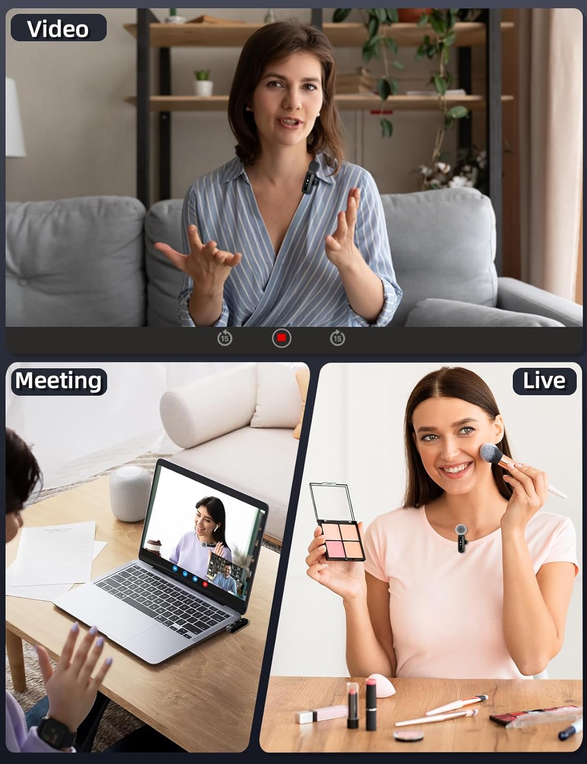 AXUAXU 2025 Upgraded Mini Wireless Lavalier Microphone with LED Display, USB-C Clip-on Mic for iPhone, iPad, Android, PC, Small Lapel Mic for Recording YouTube Video Podcast Vlog