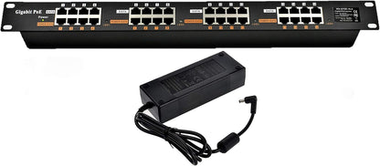 Purilite Select 8-Port Gigabit PoE Injector with 48V Power Supply – 60W Total Output for IP Phones, Cameras & Access Points