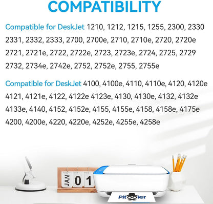 67XL Ink Cartridges Compatible for HP 67 Ink Cartridges Combo Pack Black Color Fit for Deskjet 2855e 4255e 2700 2755e 2734e 2842e 4255e 2827e 2723e 4155e 2742e Envy 6455e 6055e 6000 Printer