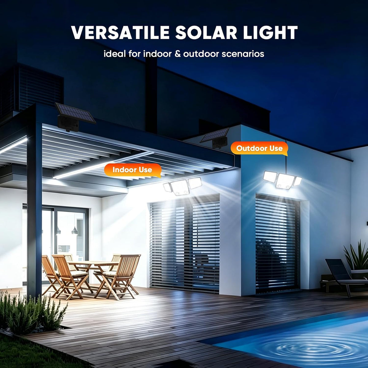 Solar Motion Sensor Light Outdoor IP65 Waterproof with 15.75FT Cable 2Pack