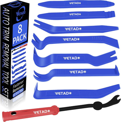 Wetado Trim Removal Tool, Car Upholstery Repair Kit, Car Door Audio Panel Trim Removal Set, Fastener Terminal Remover Tool Set Clips Pry Kit Auto Clip Pliers (8PCS Red)