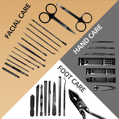 Manicure Set 30 in 1 Nail Clipper set, REDFLOW nail clippers, fingernail & toenail clippers, Manicure Tools, pedicure tools, Suitable for Travel Manicure Kit, Nail Set Kit With Everything Profe