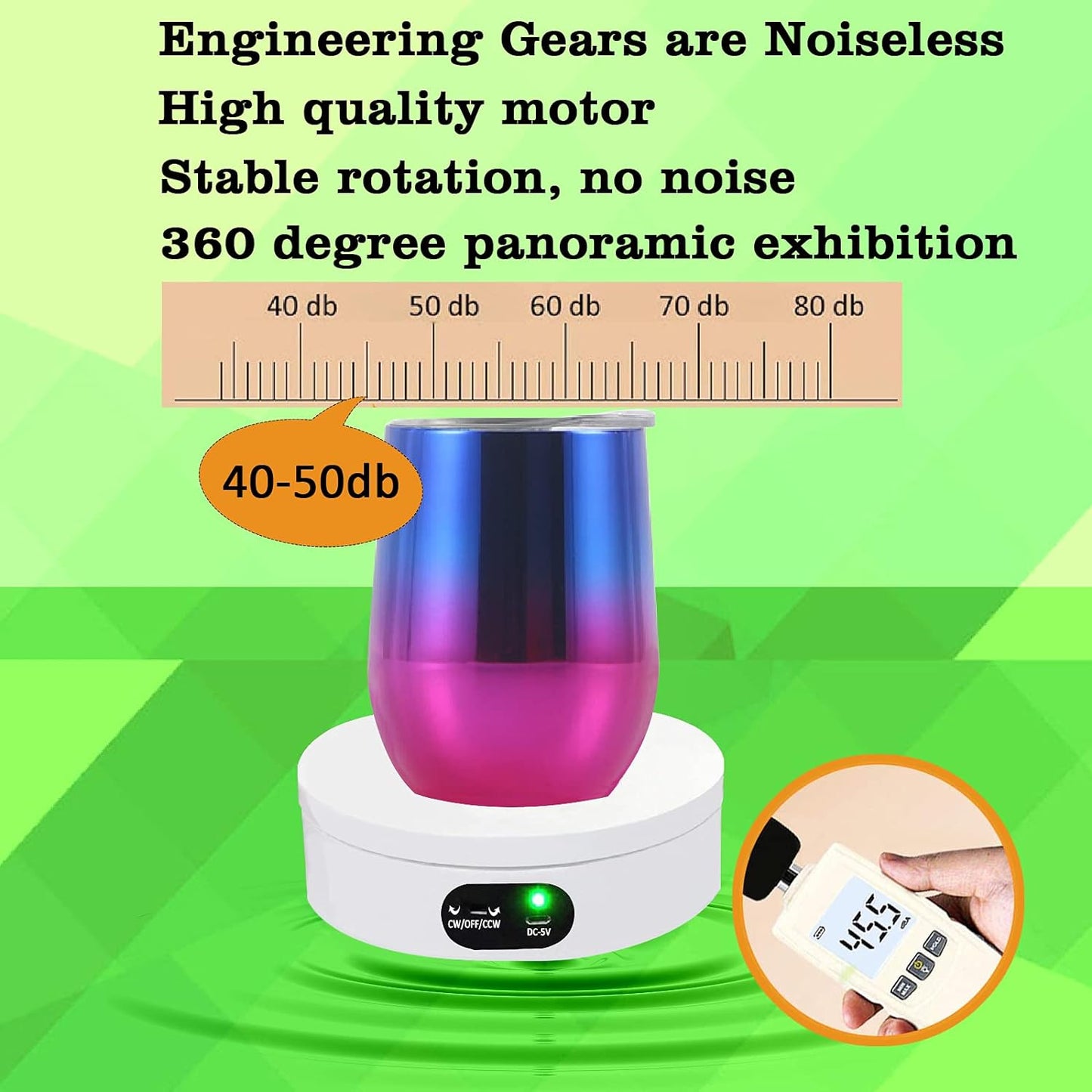 Motorized Rotating Display Stand, Electric 360 Degree Automatic Mute Rotating Turntable for Photography Products and Shows. Tumbler Cup Making Supplies Spinner, Watch,3d Models, Collectibles, 4.7" USB