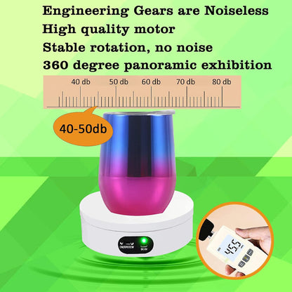 Motorized Rotating Display Stand, Electric 360 Degree Automatic Mute Rotating Turntable for Photography Products and Shows. Tumbler Cup Making Supplies Spinner, Watch,3d Models, Collectibles, 4.7" USB