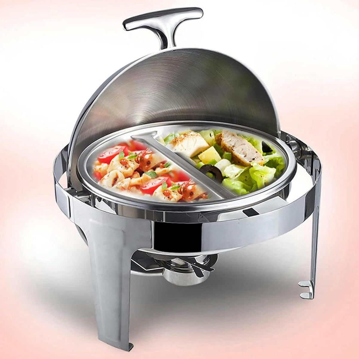 Buffetr & Heater - Catering Buffet Food Warm Tray, Dining Food Pot, Kitchenware New Stainless Steel Double Hot Pot, for Event Catering Banquets,Steel Cover - Single-6L,Steel Cover-Double