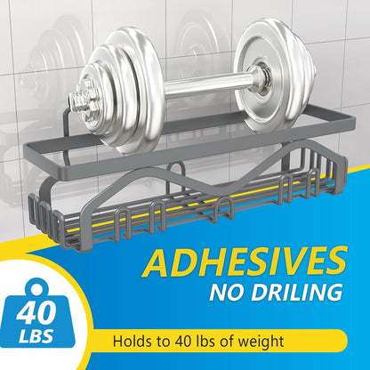 Coraje Adhesive Shower Caddy, 5-Pack Shower Shelves, Large Capacity Load Bearing 40 LBS Shower Organizer, No Drilling Shower Shelf, Rustproof Stainless Steel Bathroom Shower Storage, Black