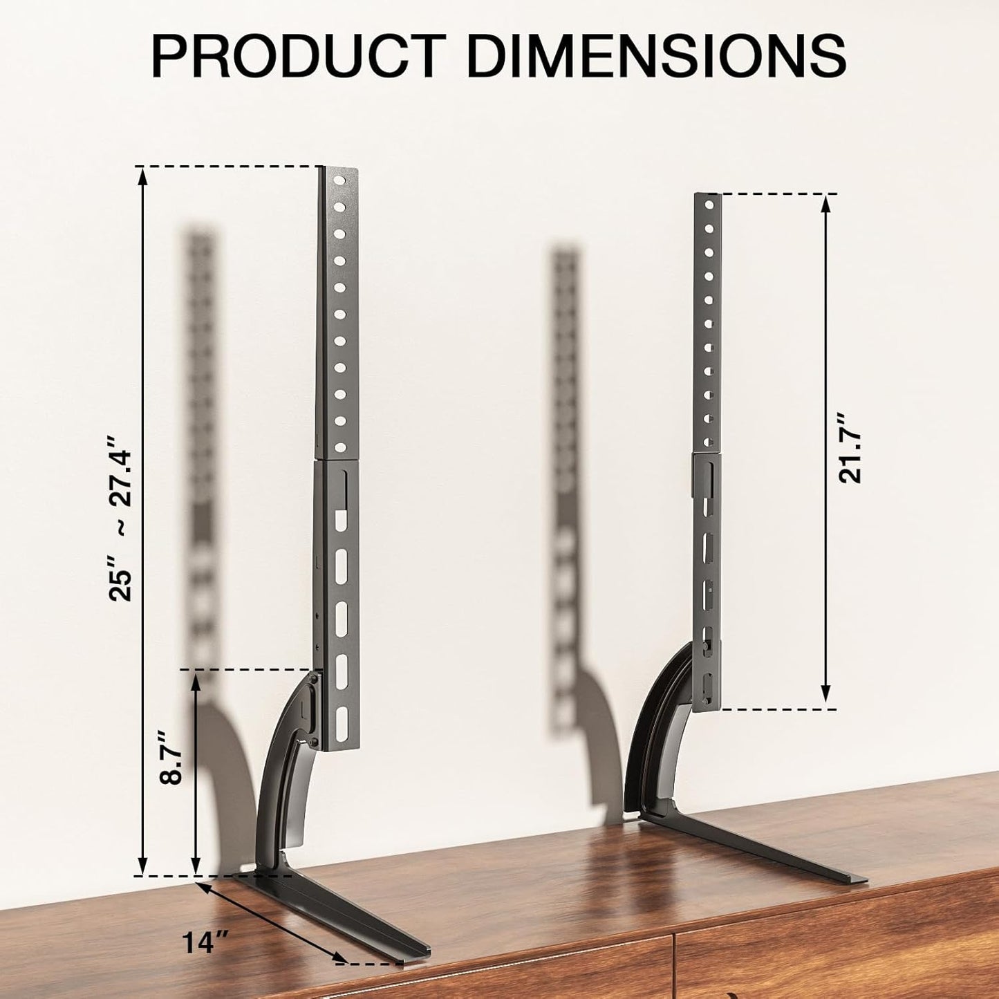 Rfiver Universal TV Stand, TV Legs Tabletop for 22 to 65 inch Plasma LCD LED Flat Screen TVs, TV Mount Holds up to 88lbs, Max VESA 800 x 500mm, Height Adjustable TV Base