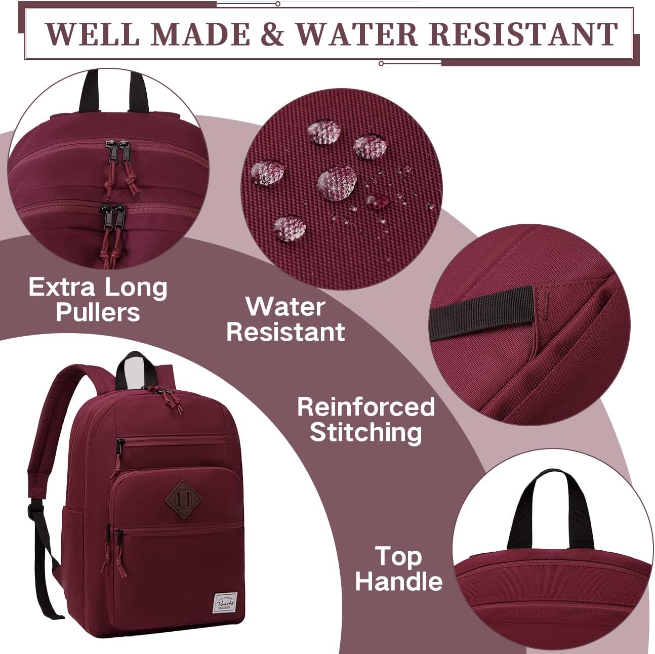 School Backpack for Men Women,Vaschy Lightweight School Bag Bookbag Casual Daypack for High School/College/Teens/Travel/Work