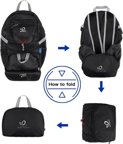 WATERFLY Hiking Backpack 20L Foldable Travel Backpack Lightweight Hiking Daypack for Outdoor Cycling Camping