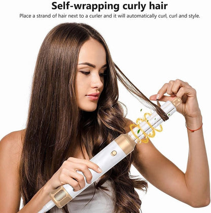 Heeucnon 7 in 1 Multifunctional Styler Curler Automatic Curling Hair Dryer 1400W Powerful Hair Straightener Set US Plug