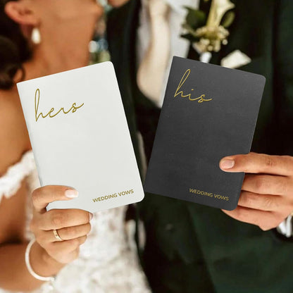 WeddingGiftsWedding Vow Books His and Hers Soft Touch Gold Foil Engraving Vow Books Wedding Essentials Wedding Accessories(TR-HH-Black)