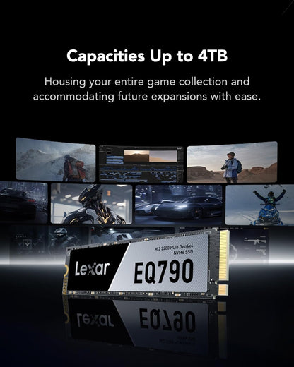 Lexar EQ790 1TB SSD with Heatsink M.2 2280 PCIe Gen4x4 NVMe 1.4, Blazing Speeds Up to 7000MB/s Read 5000MB/s Write for Intense Workloads & PS5 PC Gaming, High Performance Internal Solid State Drive