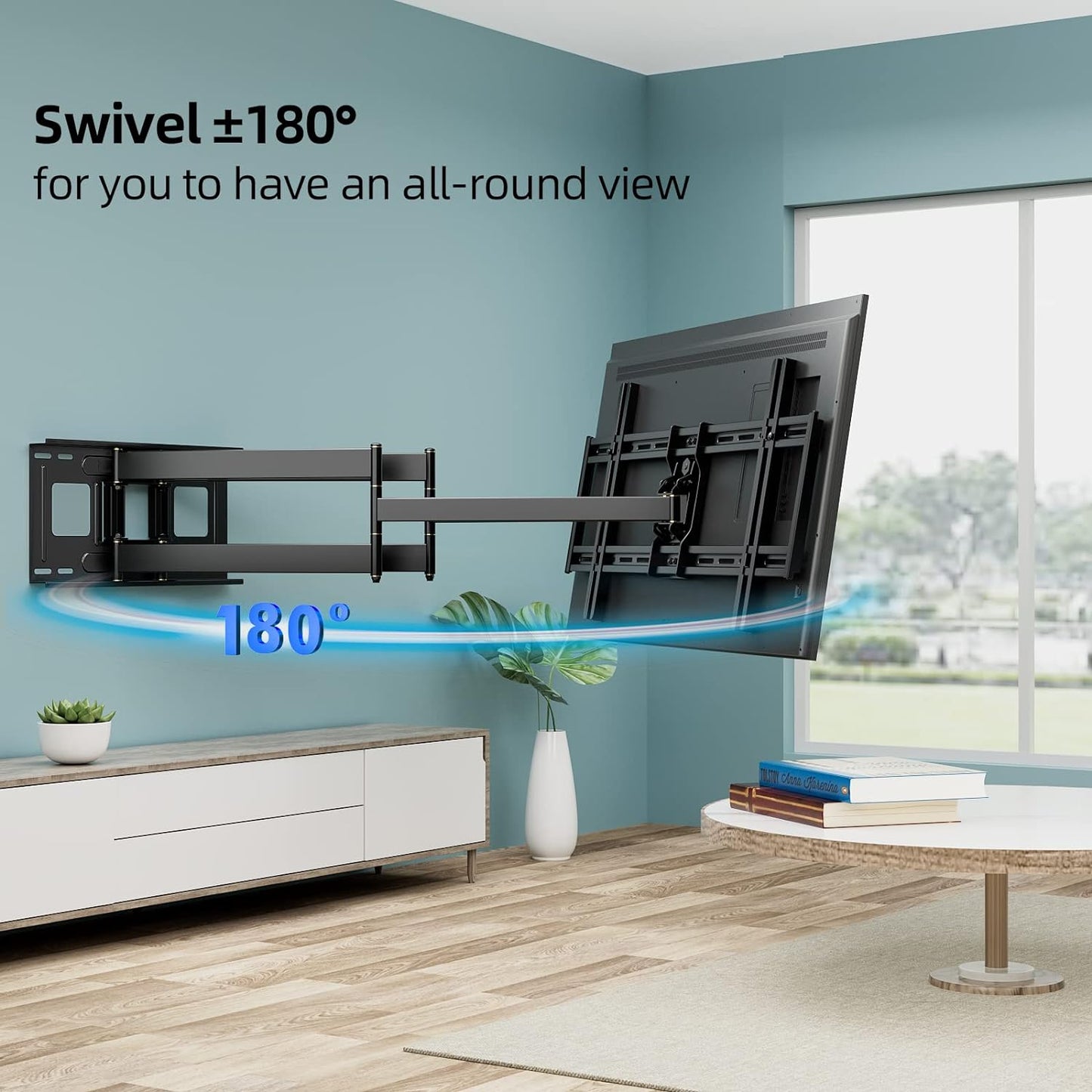 HCMOUNTING 40.9" Dual Articulating Long Arm TV Wall Mount for 42-90 inch TV, Heavy Duty Full Motion Swivel & Tilt & Extension Wall Mount TV Bracket, Holds up to 179 lbs, Max Vesa 800x400mm