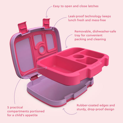 Bentgo Kids Prints (Unicorn) - Leak-Proof, 5-Compartment Bento-Style Kids Lunch Box - Ideal Portion Sizes for Ages 3 to 7 - BPA-Free and Food-Safe Materials