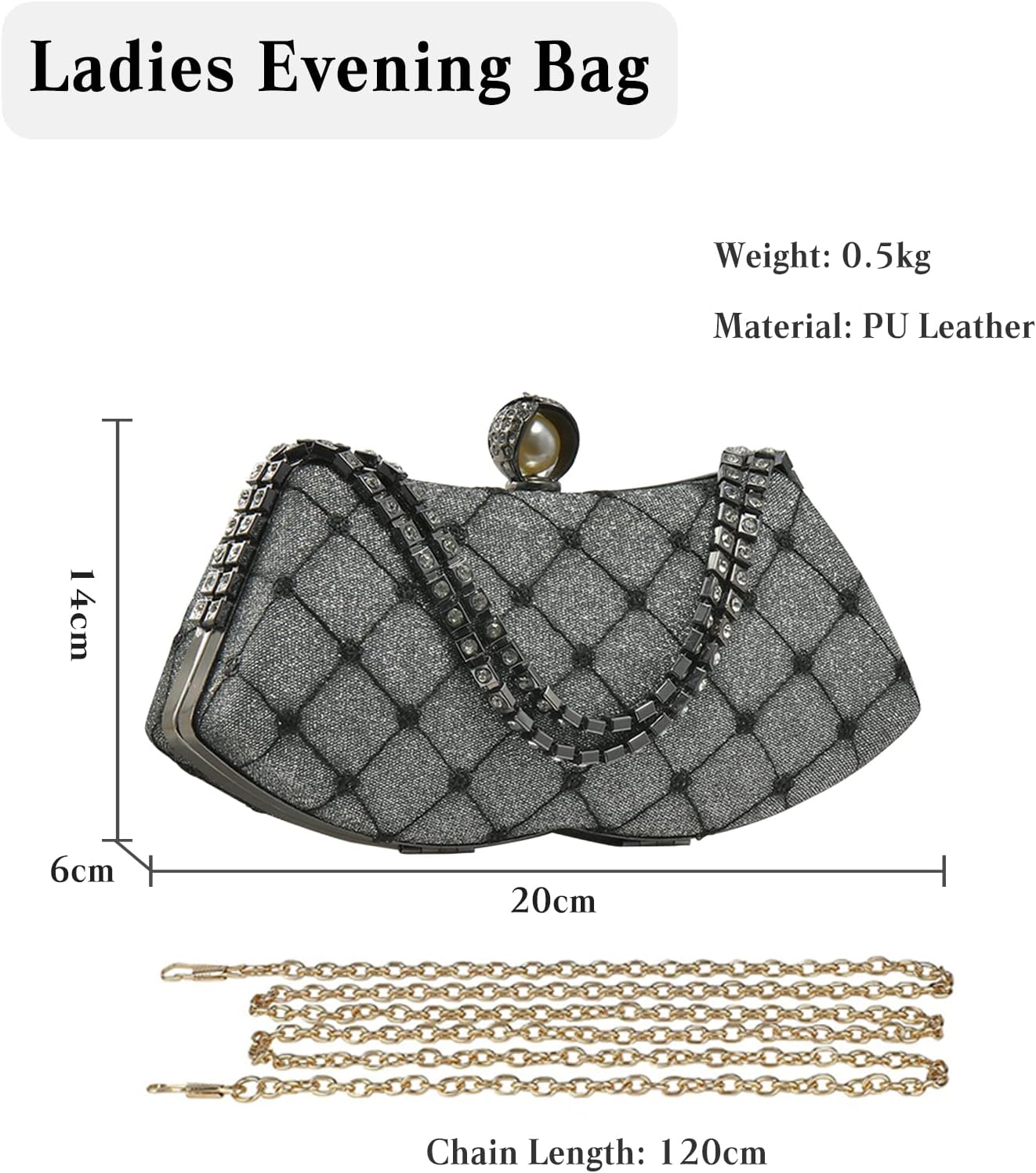 CORIOS Rhinestone Evening Bag Sparkly Sequin Clutch Bag for Women Bridal Wedding Purse Glitter Shoulder Bag Crystal Handbag