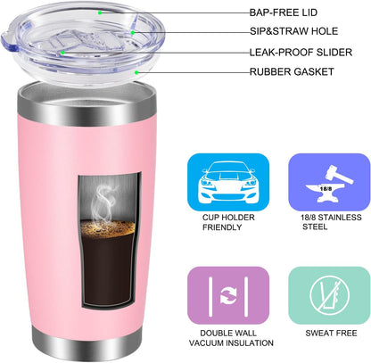 VEGOND 20oz Tumbler with Lid and Straw Stainless Steel Tumbler Cup Bulk Vacuum Insulated Double Wall Travel Coffee Mug Powder Coated Coffee Cup (Bluish Violet 6 Pack)