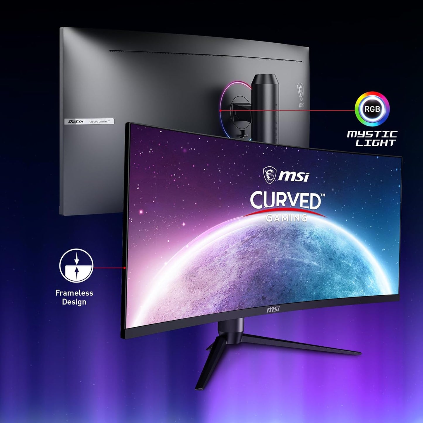 MSI Optix MAG342CQR 1500R Curvature 21:9 Aspect Ratio Narrow Bezel 1ms 3440x1440(UWQHD) 144Hz Refresh Rate Tilt/Swivel/Height/Pivot Adjustment 34" AMD Freesync Gaming Curved Monitor, Black, Pack of 1