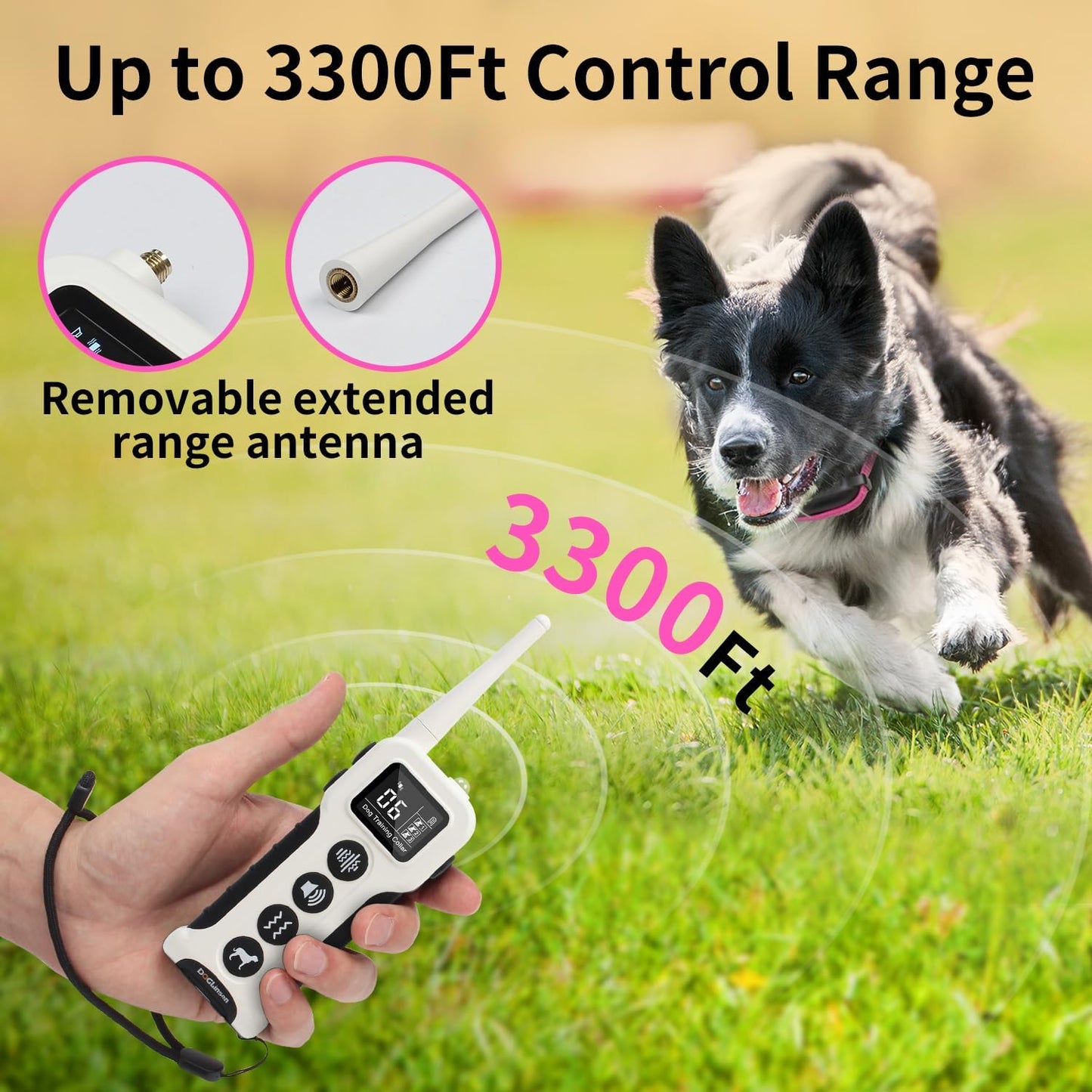 DOGLinsen No Shock Dog Training Collar with Remote 3300ft Range, Vibrating Dog Collar, Vibration Collar for Small Medium Large Dogs, 9 Style Tones and Vibration Collar
