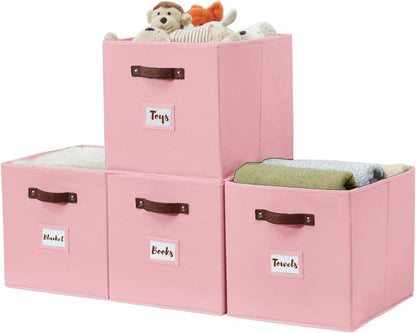 DECOMOMO Cube Storage Bin, Storage Cubes with Labels, Baskets for Shelves Kallax Linen Closet Organizers (Cube 10.5x11"/ 6pcs, Black)