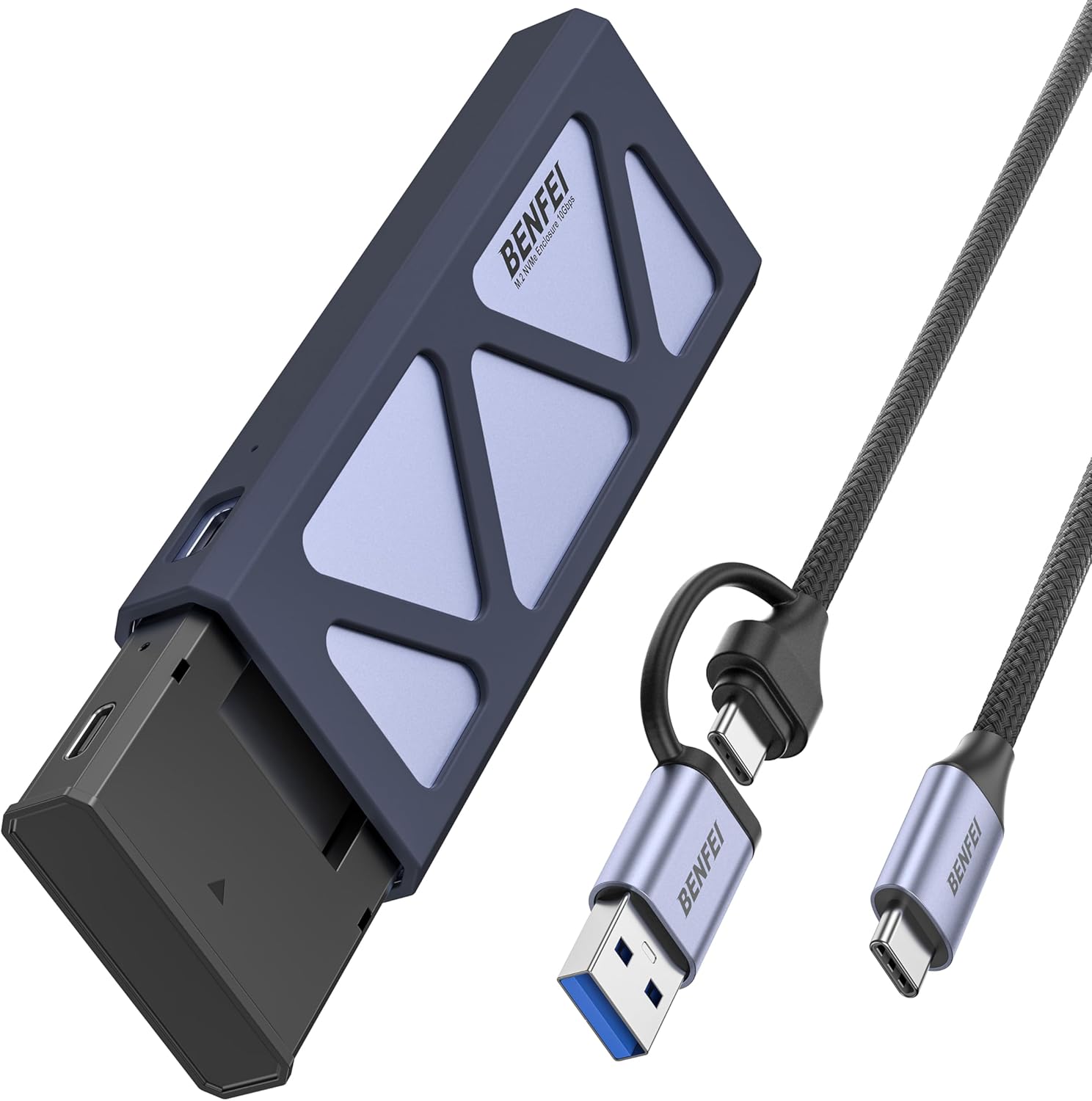 M.2 NVMe SSD Enclosure | Tool-Free USB-C 10Gbps Adapter | Supports 2230/2242/2260/2280 SSDs | External Hard Drive for PC and Laptop | Power Loss Protection with Aluminum Alloy Shell - PuriLite